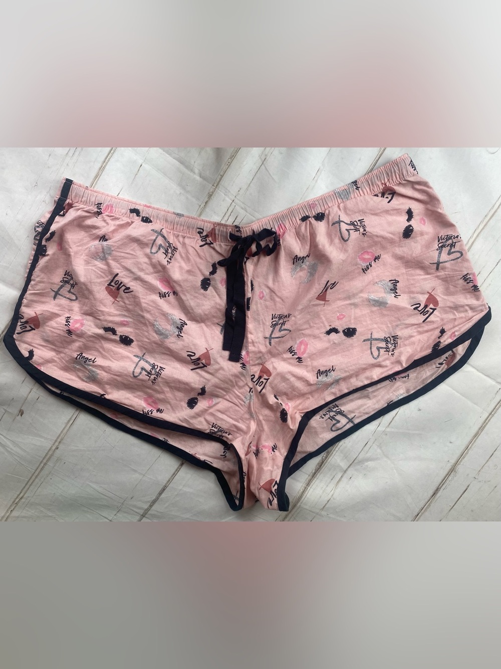 Women’s Pink Lounge Shorts with Black Trim